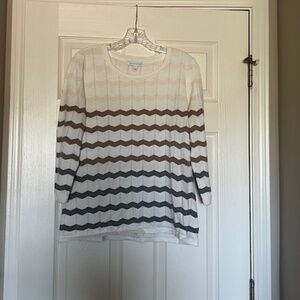 Women's 41 Hawthorn Beige & Cream Striped Top. Size Large. Excellent Condition